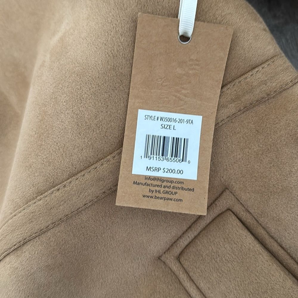 BEARPAW MOTO STYLE SUEDE AND SHEARLING JACKET WOMENS L - Picture 3 of 3
